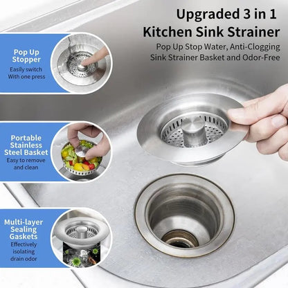 3 in 1 Kitchen Sink Drain Strainer Kitchen Gadgets