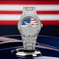 ⌚Iced Out Gold US Flag Eagle Watch Diamond Quartz Watch