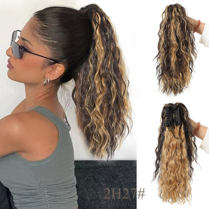 💜Limited Time Sale - 50% Off 💜18-Inch Curly Wave Curl Extensions with Ponytail