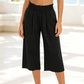 👖 50% OFF💫Women's High Waisted Wide Leg Linen Elastic Smock Waist Capri Pants