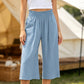 👖 50% OFF💫Women's High Waisted Wide Leg Linen Elastic Smock Waist Capri Pants