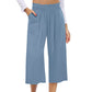 👖 50% OFF💫Women's High Waisted Wide Leg Linen Elastic Smock Waist Capri Pants