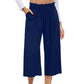 👖 50% OFF💫Women's High Waisted Wide Leg Linen Elastic Smock Waist Capri Pants