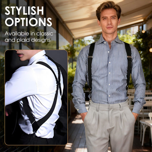 🔥⌛️HOT SALE-50% OFF!!👔 Men's X-Back Suspenders – Hook Clips, Adjustable & Heavy-Duty | Sturdy Hold for Work & Formal Wear