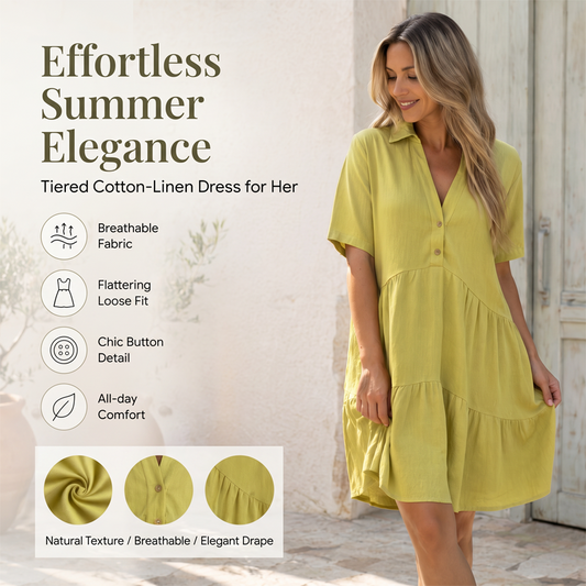💝 Solid Color Comfort Lapel Button Dress – Classic Lapel Design & Soft Breathable Fabric 🌸ss