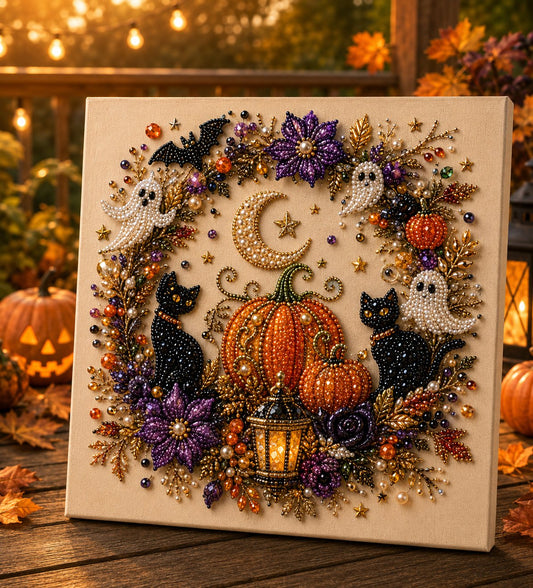 🔥💎 Last Day Special Price £10.99‼️👻 Halloween Pearl Art DIY Kit – Turn Tiny Pearls into Spooky-Cute Magic