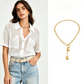 🔥50% OFF！ 🧶Women Short Sleeve Knit Button Shirt Free Gift Necklace