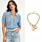 🔥50% OFF！ 🧶Women Short Sleeve Knit Button Shirt Free Gift Necklace
