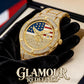 ⌚Iced Out Gold US Flag Eagle Watch Diamond Quartz Watch