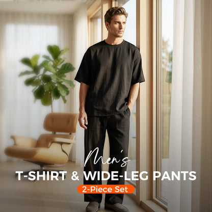 👔Men's T-Shirt & Wide-Leg Pants 2-Piece Set