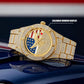 ⌚Iced Out Gold US Flag Eagle Watch Diamond Quartz Watch