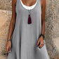 💃 Last Day Sale 50% Off 💐 Women's Casual Loose Sleeveless Fake Two Piece Tank Dress📿