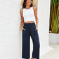👖 50% OFF💫Women's High Waisted Wide Leg Linen Elastic Smock Waist Capri Pants