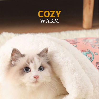 📢📢50% OFF !! ⏰ Plush Cave-Style Pet Sleeping Bag — Semi-Enclosed & Cozy 🐱