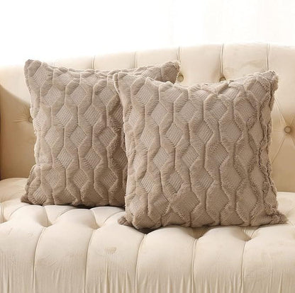 📢📢50% OFF !! ⏰Soft Plush Cushion Cover with Embroidered Geometric Diamond Pattern Minimalist Solid Color Throw Pillow Case for Sofa