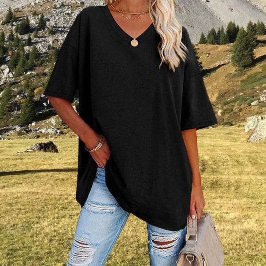 👕 LIMITED-TIME 50% OFF! 💥 Women's Casual Loose V-Neck T-Shirt – Soft, Breathable, Flowy Hem ✨