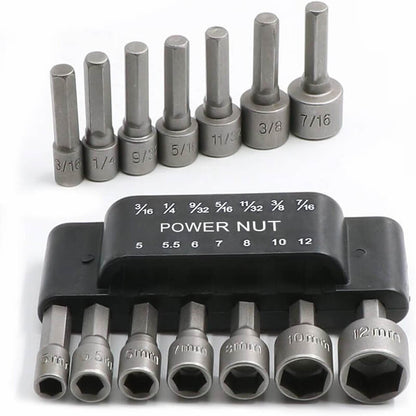 Hexagon Handle Screw Powerful Socket Wrench Set of 14 Pieces