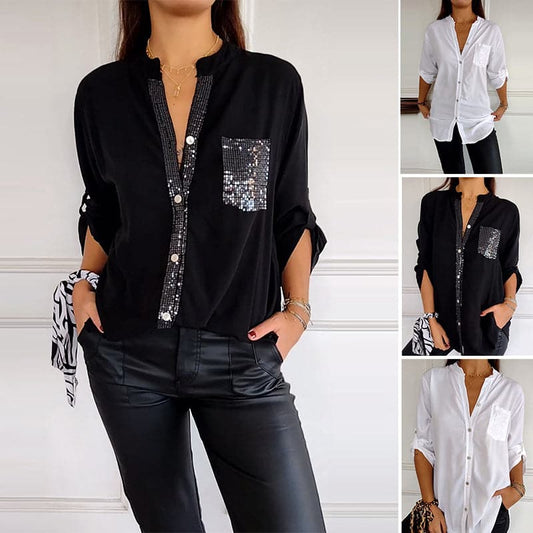 🔥50 % OFF🔥2024 Casual Patchwork Top with Sequins