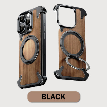 Walnut Metal Borderless Magnetic iPhone Case