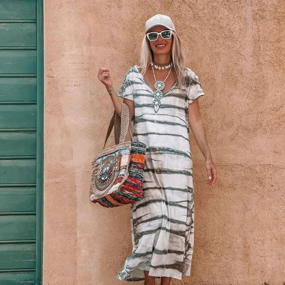🍃 Loose Fit Long Dress | Breathable V-Neck Summer Maxi Dress