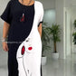 Lovely Black White Abstract Face Print Loose Maxi Dress