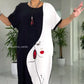 Lovely Black White Abstract Face Print Loose Maxi Dress