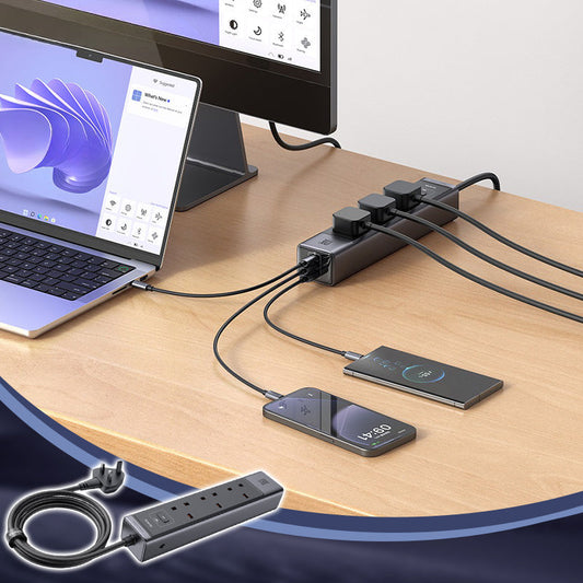 30W Fast-Charging Desktop Power Strip for Home Use