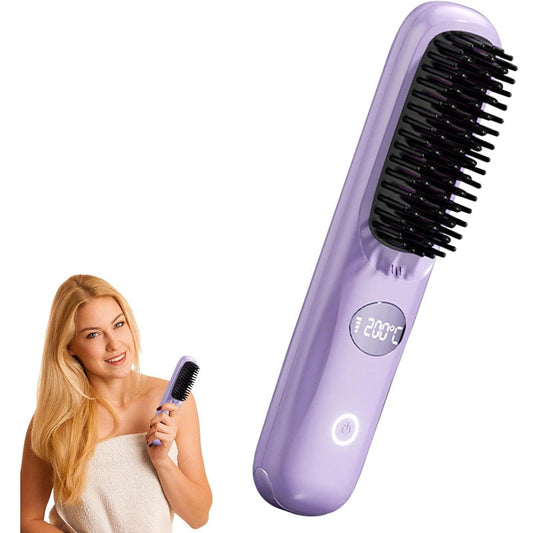 🪮 Limited Time Half Price - Cordless Hair Straightening Brush with LED Display