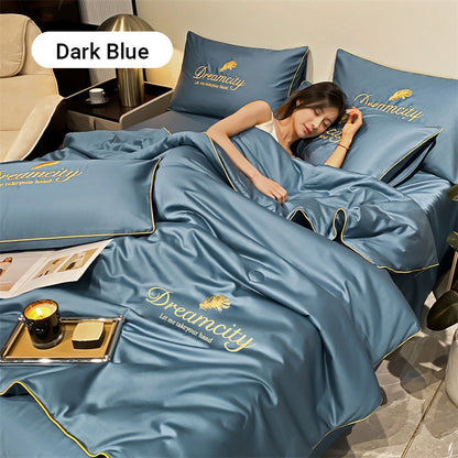 ⏳Time-limited Special⌛Summer simple ice silk bed four-piece set🛏️