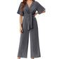 👖 LIMITED-TIME 50% OFF! 💃 Women's Elegant V-Neck Wide Leg Waist Tie Jumpsuit – Flattering Silhouette, Versatile, All-Day Comfort 🌸