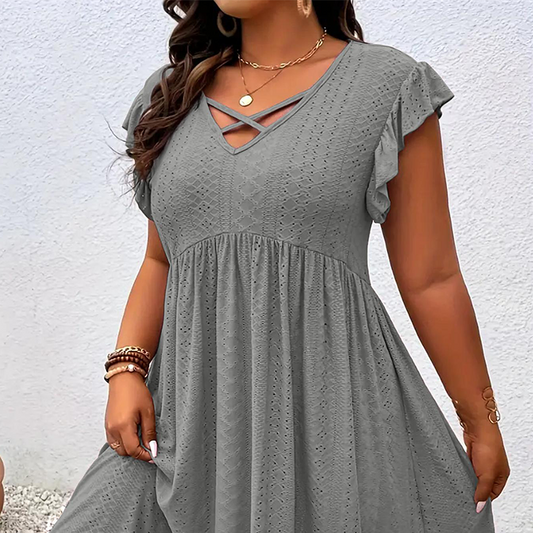 ⏰🔥LIMITED TIME 50% OFF! 👗 Women’s V-Neck Ruffle Trim Dress – Flattering Fit, Soft Fabric & Perfect for Any Event ✨🌸
