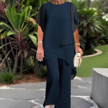 ✨Charming Irregular Top & Wide Leg Pants Set