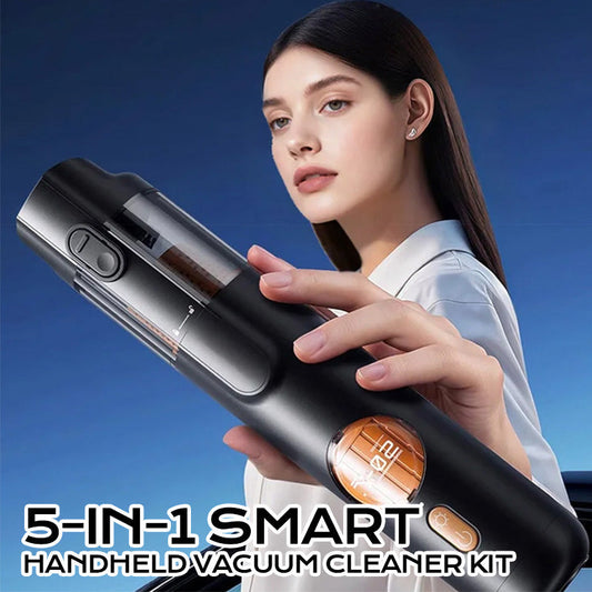🛒 49% OFF HOT SALE! ✨ 5-in-1 Smart Handheld Vacuum Cleaner - 15KPA Power & 4 Attachments for Car/Home Deep Cleaning 🚗🏠