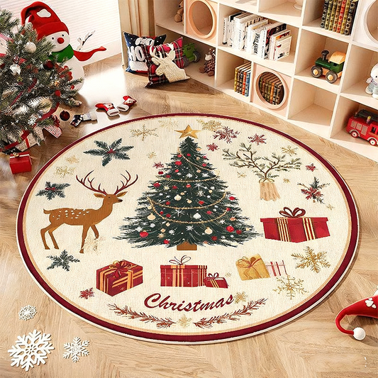🎅Non-Slip Round Christmas Tree Rug🎄