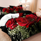🌹Romantic Red Rose Floral Duvet Cover Set❤️