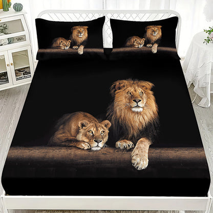 🦁 Lion Print Bedroom 3-Piece Bedding Set 💪