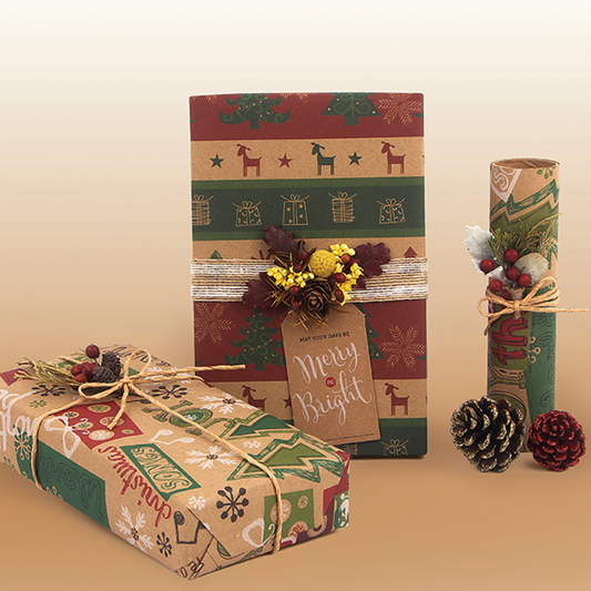 🎅 Christmas-themed kraft paper wrapping rolls ❄️