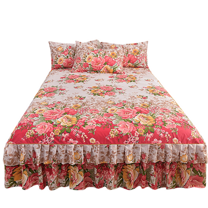 ✨3-Piece Floral Ruffled Bed Skirt Set