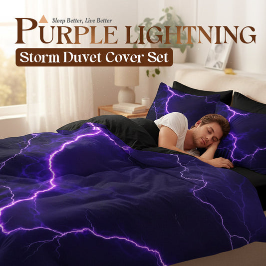 ⚡Purple Lightning Duvet Cover & Pillowcase Set