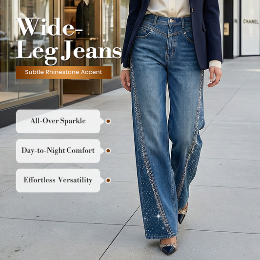 ✨🔥Women's Rhinestone-Embellished Wide-Leg Jeans👖