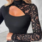 ❤️Women's Asymmetrical Cutout Lace Sleeve Top
