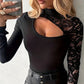 ❤️Women's Asymmetrical Cutout Lace Sleeve Top