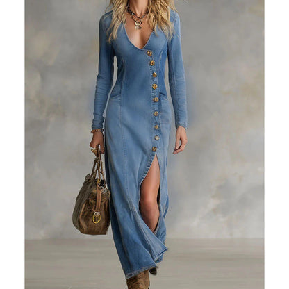 🥰Women's Long Sleeve V-Neck Maxi Dress