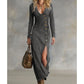 🥰Women's Long Sleeve V-Neck Maxi Dress