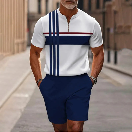 💯Men's Quarter-Zip Shirt & Shorts Set