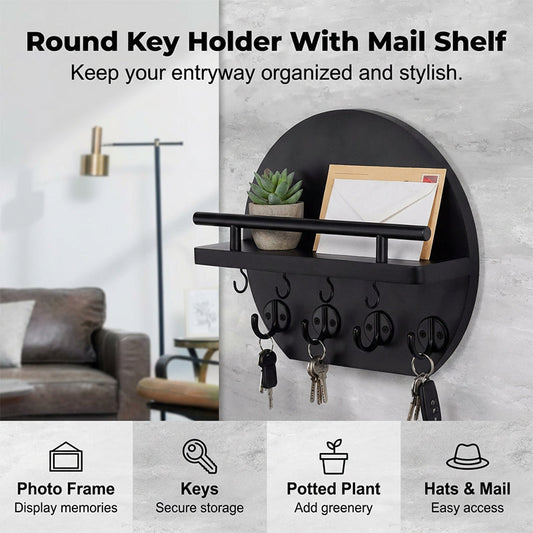 ✅Wall Mount Key Holder with Shelf & Hooks
