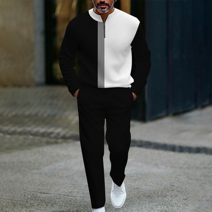 💪Men's Color-Block Quarter-Zip Tracksuit Set