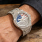 ⌚Iced Out Gold US Flag Eagle Watch Diamond Quartz Watch