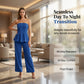 👗 50% OFF NOW! ✨ Women's Strapless Pleated Peplum Top & Pants Set – Soft Breathable Fabric, Flattering Waist & Wide Leg 🎀