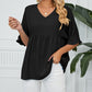 🌿V Neck Short Sleeve Blouse for Women｜Casual Comfy Tops👕